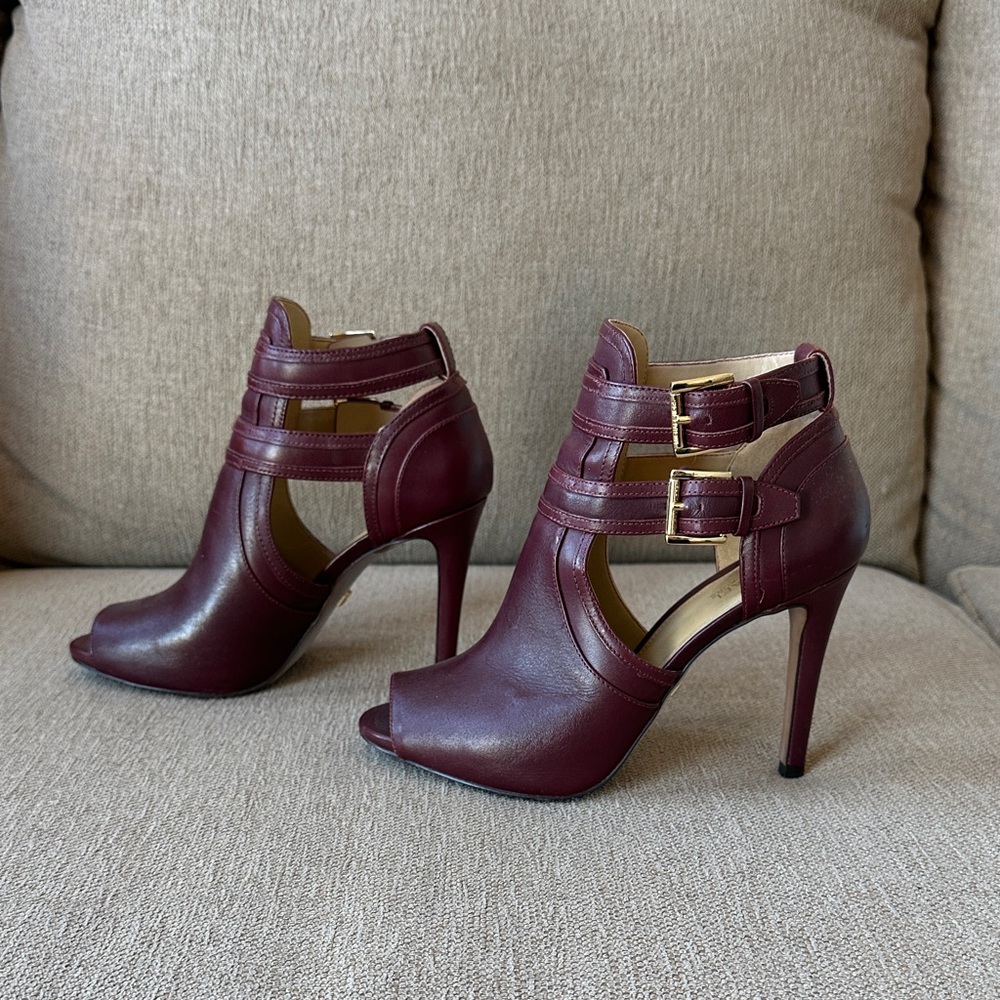 Michael Kors Burgundy Peep-Toe Heels